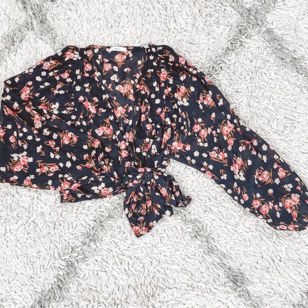 A.L.C. Floral 100% Silk Blouse Size 6